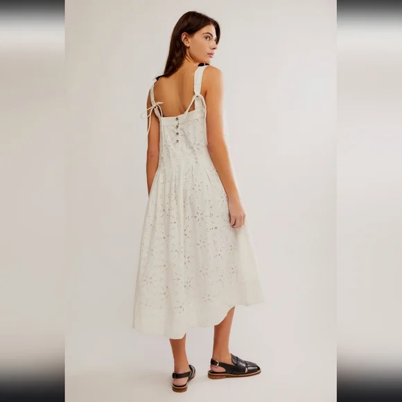 NWT FREE PEOPLE Primavera Eyelet Midi Dress Size S $168 Retail!!FLAW SEE BELOW - Picture 4 of 9